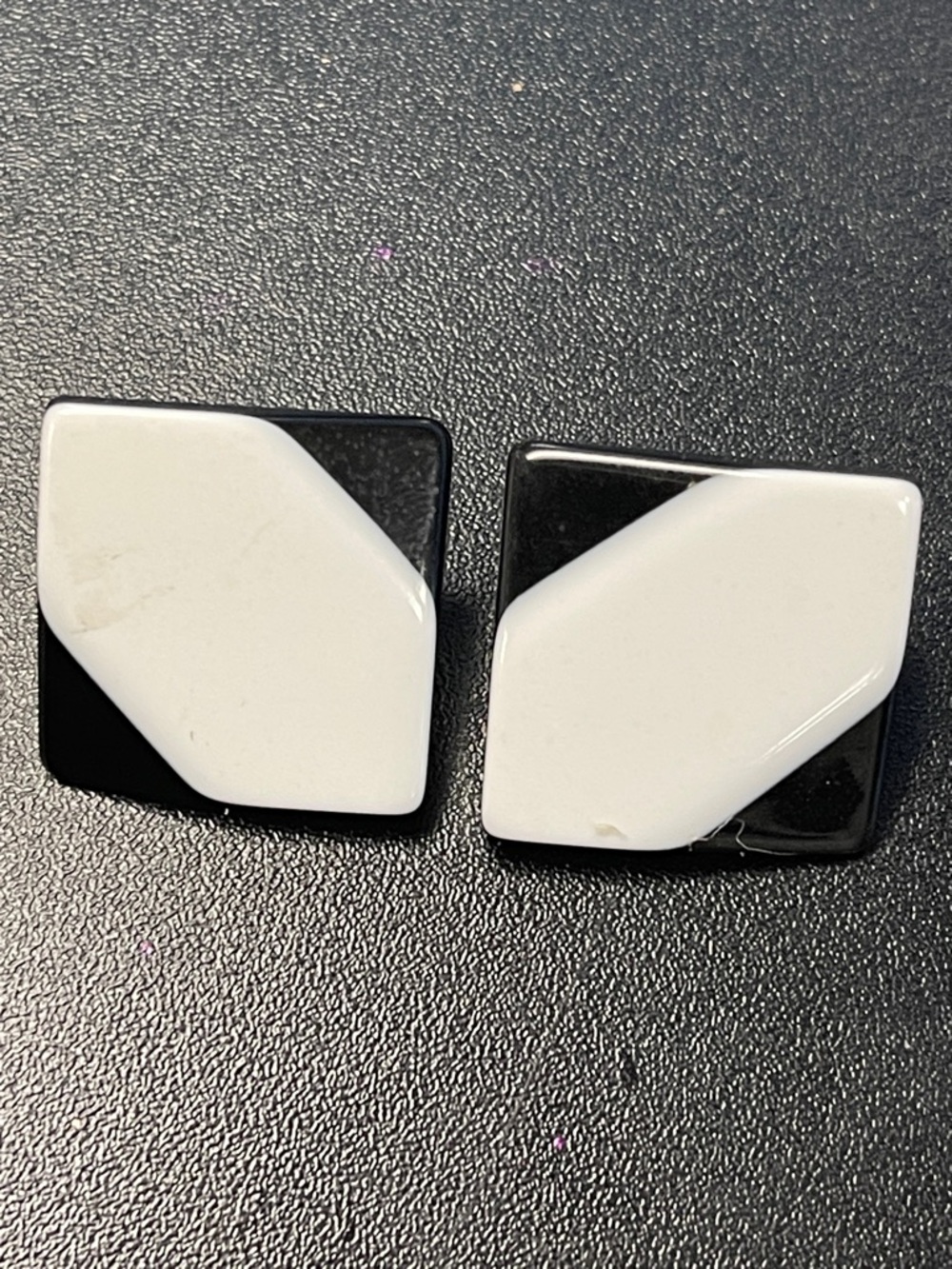 Vintage Black and White Geometric Clip-On Earrings B2